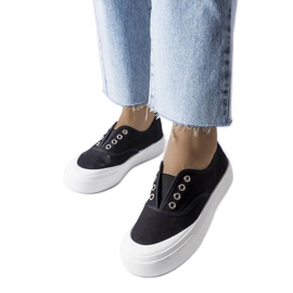 Sorte slip-on sneakers fra Rabican