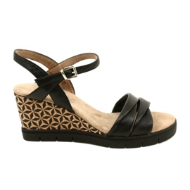 Caprice Wedge Lædersandaler 9-28710-20 040 Sort Softnap
