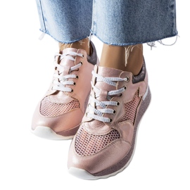 Angelier pink skinnende sneakers lyserød