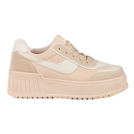 Beige ruskindsstøvler med tyk platform fra Shelovet