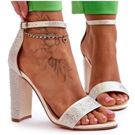Kvinders højhælede sandaler med rhinestones Beige Idealistic