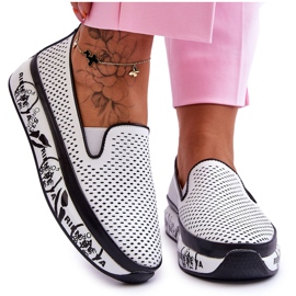 S.Barski Kvinders gennembrudte læder Slip-On sneakers Hvid Sorito