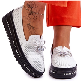 S.Barski Slip-on læder sneakers til kvinder White Raven hvid