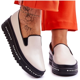 S.Barski Madeline Beige Slip-On Sneakers i læder