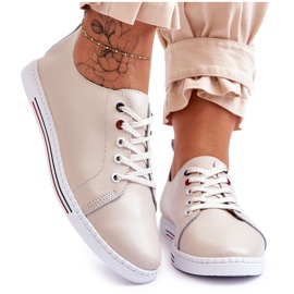 S.Barski Dame læder sneakers Beige Renes brun