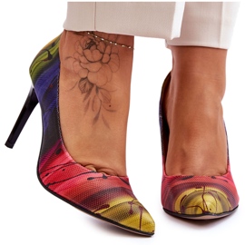 Lewski Shoes Moderigtige Lewski-sko med høje hæle i læder 2659 Multicolor flerfarvet