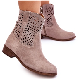 Lewski Shoes Dame Ruskind Openwork Støvler Leski Sko 3301 Cappuccino brun