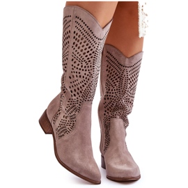 Lewski Shoes Ruskind Cowboy Boots Before The Knee Left Sko 3305 Cappuccino brun