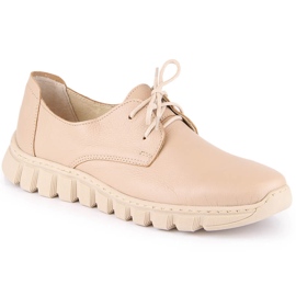 Komfortable lædersko til kvinder, lys beige Helios 417