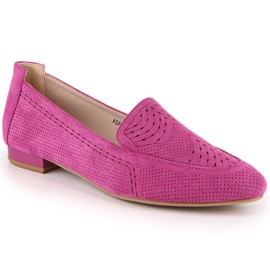 Gennembrudte slip-on sko i ruskind til kvinder fuchsia Jezzi ASA151-18 lyserød