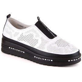 Læder behagelige slip-on sko gennembrudt sølv S.Barski LR29089