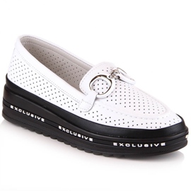 Læder behagelige gennembrudte slip-on sko hvid S.Barski LR27750