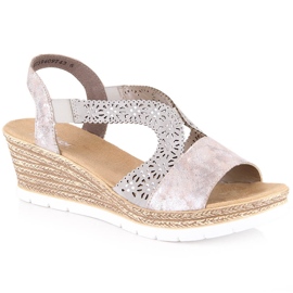 Komfortable slip-on sandaler til kvinder med elastik Rieker 61916-91 flerfarvet