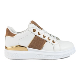 Hvide og beige sportssko til kvinder Shelovet sneakers
