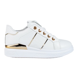 Hvid og guld dame sportssko Shelovet sneakers