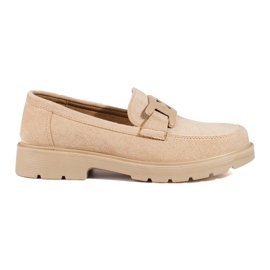 Loafers i beige ruskind til kvinder med Shelovet-kæde