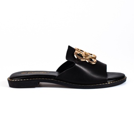 Elegante sorte flip flops med et shelovet spænde