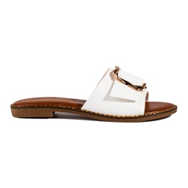 Hvide elegante flip-flops med Shelovet spænde