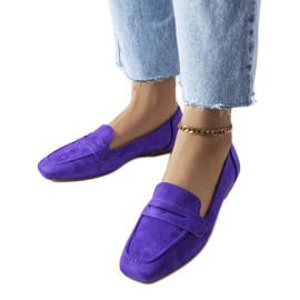 Lilla øko-ruskind loafers fra Meilleur violet