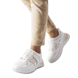 Hvide sneakers lavet af kombinerede materialer fra Caya