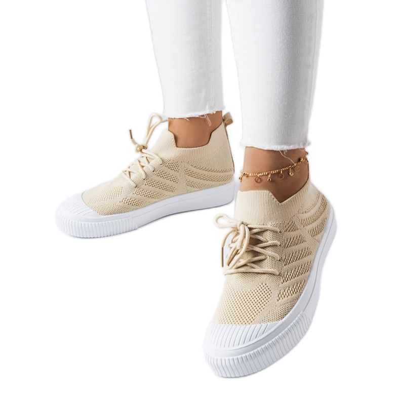 Beige sneakers i stretchstof fra Polaire