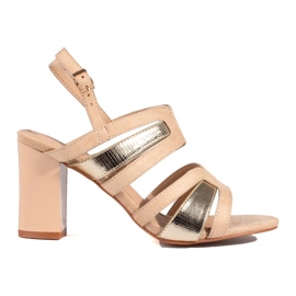 Vinceza Damesandaler i beige og guld fra Vineza