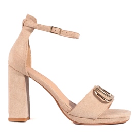 Vinceza beige højhælede sandaler til kvinder