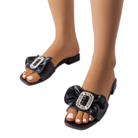 Sorte elegante flip-flops med rhinsten fra Fifi