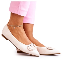 Kvinders ruskind ballerinaer med lys tigger beige