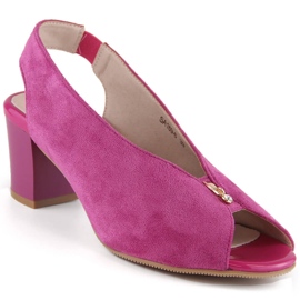 M. DASZYŃSKI Suede sandaler på en fuchsia slip-on stolpe M.Daszyński SA169-6 lyserød