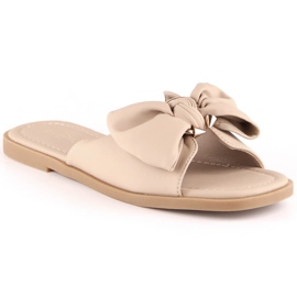Flade sandaler til kvinder med en beige sløjfe eVento 5479