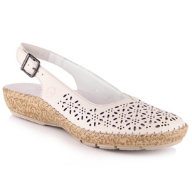 Læder behagelige gennembrudte sandaler beige Rieker 44861-60