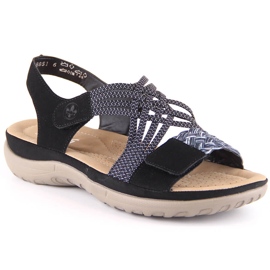 Komfortable sorte velcro-sandaler til kvinder Rieker 64889-00