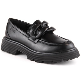 Black Big Star LL274580 højhælede loafers med kæde sort