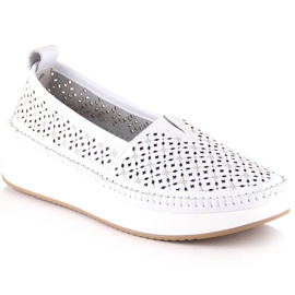 Filippo DP4555 hvid gennembrudt læder slip-on sko