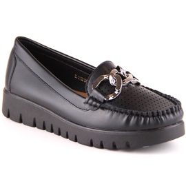 Sorte dame loafers på platformen med en kæde Potocki YQ21021