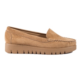 W. Potocki Slip-on beige ruskindsmokkasiner med tykke såler fra Potocki