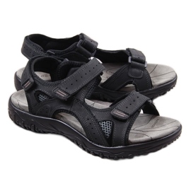 McKeylor 8654 herresandaler i sort læder med velcro
