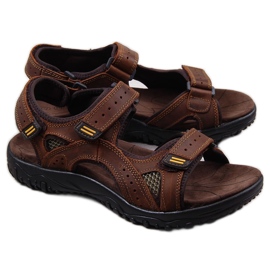 McKeylor 8654 brun læder herresandaler med velcro