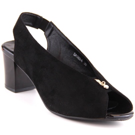 M. DASZYŃSKI Slip-on sandaler i sort ruskind til kvinder M.Daszyński SA169-6