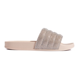 Beige sliders med rhinestones fra Shelovet