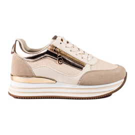 Beige og guld platform sneakers fra Shelovet