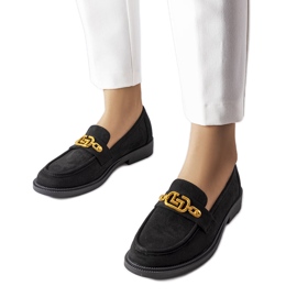 Sorte elegante loafers med Ouellet-udsmykning