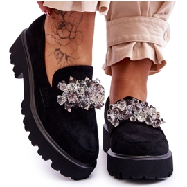 FB2 Dameudsmykkede platform loafers Sort Brenda