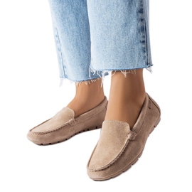 Big Star loafers i beige læder JJ274658