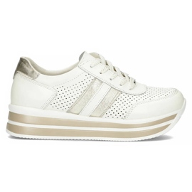 Kvinders lædersneakers på platformen hvid Filippo