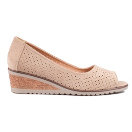 W. Potocki Kvinders gennembrudte ruskind wedge pumps Potocki beige