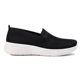 Kvinders sorte stof slip on Shelovet tyk sål