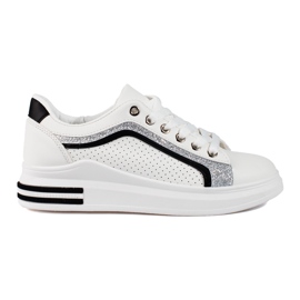 Kvinders Shelovet sneakers på en høj platform hvid