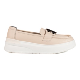 Vinceza beige platform loafers med dekoration